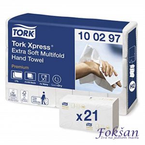 Tork H2 premium, ručni papirni ubrus u listićima, Premium beli 100297