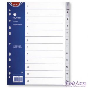 Pregradni karton-indeks numerički A4 1-12 Noki